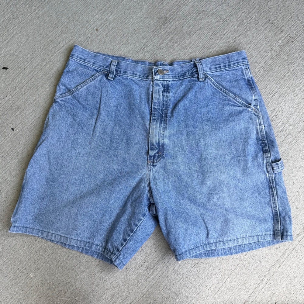 Wrangler Authentics Men's 38 Blue Denim Carpenter Shorts Relaxed Fit Jorts